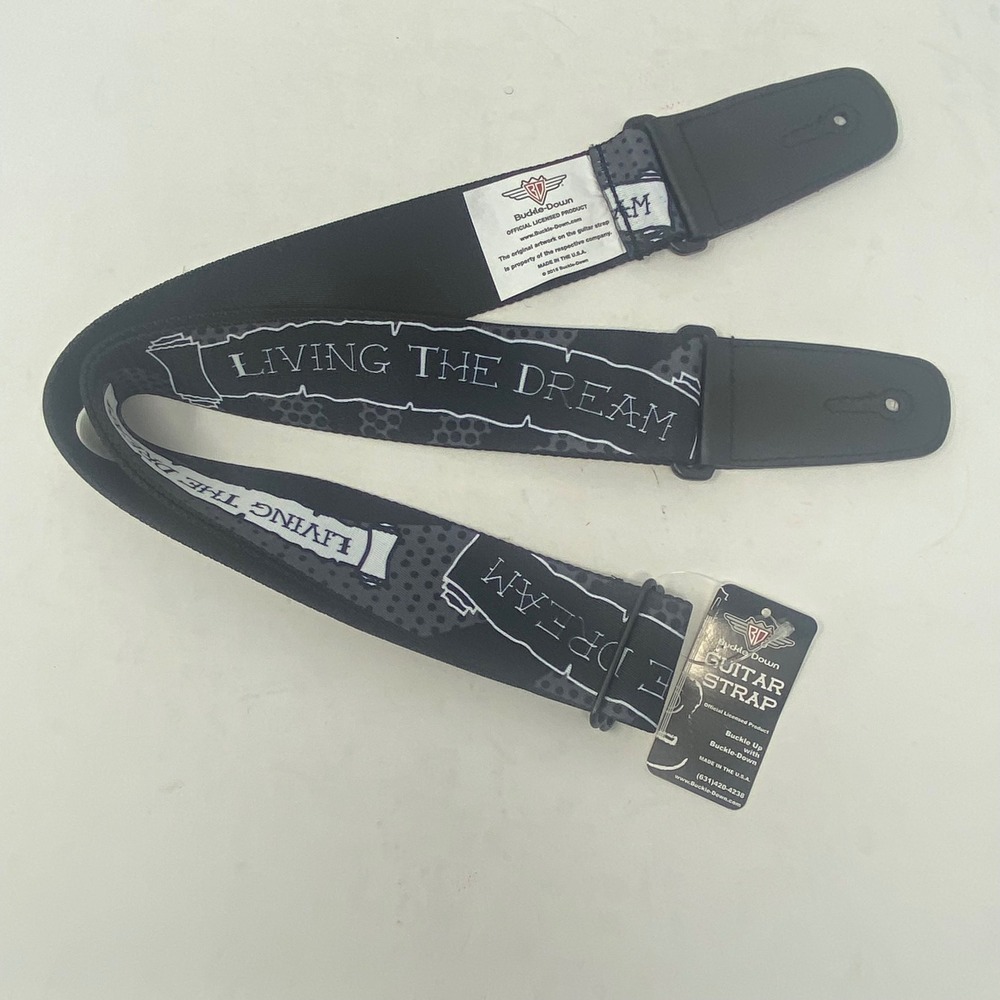 Buckle-Down Living The Dream Guitar Strap Black Grey Honeycomb Made in USA NEW